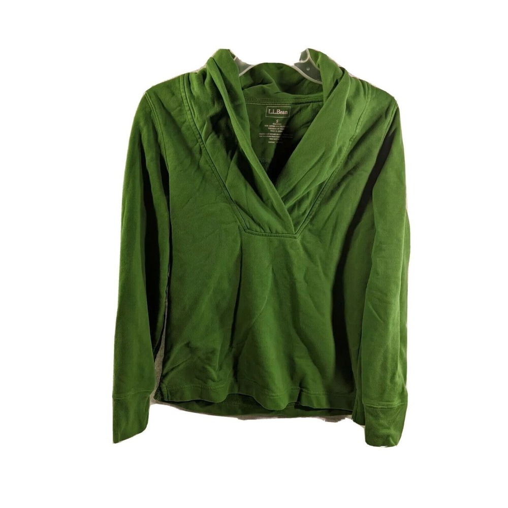 L. L. Bean Sweatshirt Top Womens Size‎ S Small Pullover Cowl Neck Green